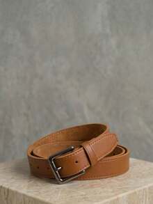 Women's Set Of Belts With Metallic Roller Buckle In Minimalist Faux Leather - 1 焦糖 - 查看 1
