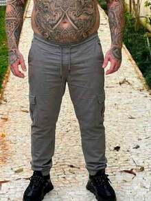 Unisex Cargo Pants With 6 Pockets, Plus Size, Modern Style - Lead Gray - View 3