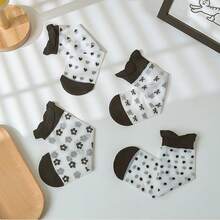 4双装玻璃丝黑色半透明花卉、爱心、蝴蝶结、波点经典百搭春夏时尚长筒袜 - 彩色 - 查看 7