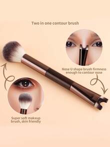 2-In-1 U-Shaped Nose Contour Brush + Blush Brush, Soft Bristles Won't Irritate Skin, Beginner-Friendly, Precise Nose Contouring, Creates Lifted & Defined Nose - Multicolor - View 1