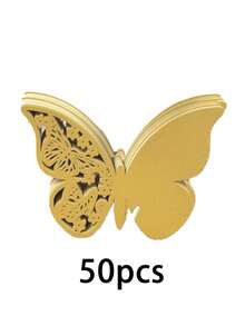 50张3D蝴蝶造型桌卡，酒杯造型桌卡，镂空蝴蝶婚礼座位卡，完美适用于婚礼、毕业典礼、生日、周年纪念日——也可作为墙贴增添氛围，圣诞装饰 - 彩色 - 查看 12