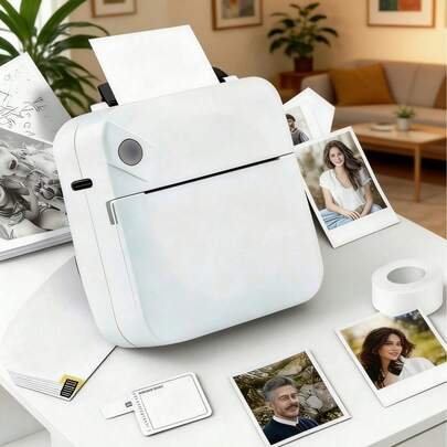 C17 Çok Fonksiyonlu Mini Taşınabilir Kablosuz Termal Cep Yazıcısı, 15 Rulo Termal Baskı Kağıdı (Termal, Yapışkansız, Renkli, Etiket Kağıdı) İçerir, Görüntü, Fotoğraf, Etiket, Metin ve Yapılacaklar Listesi Yazdırabilir.