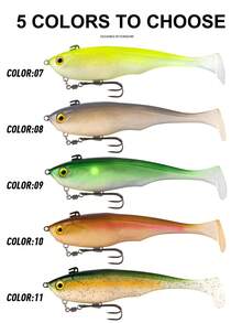 Kingdom 1件装 TSUNAMI 170mm 55g 沉水软饵，3D打印T型尾泳饵，配有强力双钩，逼真PVC软饵，适用于淡水和海水钓鱼，送给男士、爸爸、丈夫的酷炫钓鱼礼物 - 彩色 - 查看 10