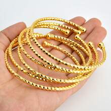 6 Stück Boho-Stil 14K vergoldete Kupfer-Armreifen, Schmuckstapel für den täglichen Gebrauch - Goldgelb - Übersicht 2