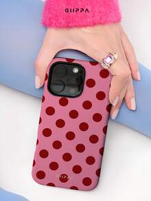 GIIPPA Ốp điện thoại 2 trong 1 họa tiết chấm bi, nền hồng mờ và chấm bi đỏ rượu vang, tương thích với iPhone 17/16/15/14/13/12/11 Pro Max/Pro Plus/12 Mini/13 Mini và Galaxy S26 S25 S24 S23 S22 S21 Plus Ultra - Hồng - Xem 5