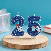 1 peça/2 peças Velas Numéricas Criativas de 0 a 9, Design de Laço Rosa e Foguete Espacial Azul Escuro, Adequado para Meninos e Meninas, Velas Decorativas para Bolos, Velas para Festas Temáticas, Ideal para Aniversários de Crianças, Aniversários e Chás de Bebê - Arco/Foguete - Visão 23