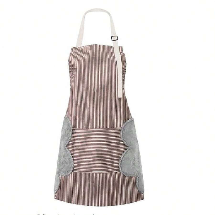 1 pieza Delantal ajustable tipo babero para cocinar, delantal de chef suave con bolsillos, adecuado para hombres y mujeres - Multicolor - Ver 1