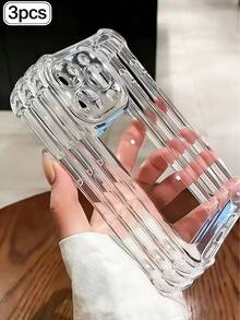 3件装TPU气囊防震2.8mm透明手机壳，兼容 17/17Pro/17ProMax/17Air/16/16Pro/16ProMax/16Plus/11/12/13/14 Pro Max/Xs/Xr/11 Pro/11 Pro Max/12 Pro/12 Pro Max/13 Pro/13 Pro Max/7 Plus/14 Pro/14 Pro Max/14 Plus/7 Plus/8 Plus/8/SE2，简约个性化手机保护套 - 無色 - 查看 2