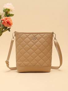 Vintage Print Shoulder Crossbody Bucket Bag, Versatile For Daily Errands - Khaki - View 2