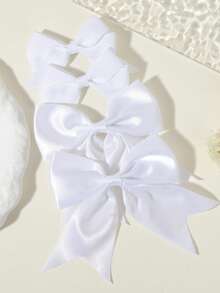 4pcs Cute Bowknot Hair Clips, Satin Ribbon Design, Exquisite - Mixed color - View 16