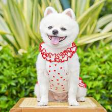 1 pieza Vestido de princesa de verano para mascotas, ligero y transpirable con volantes y estampado floral - Multicolor - Ver 7