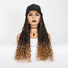 Braided Wig Hat With Ombre Blond Boho Box Braids Attached For Woman 20 Inch Long Synthetic Baseball Cap Wig - Blonde Ombre - View 2