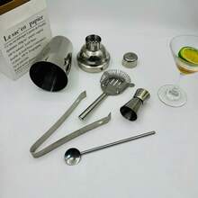 5/6/9件套 550毫升/750毫升不锈钢调酒套装，简约亮银色多功能鸡尾酒调制工具，适合家庭聚会、节日庆典 - 查看 7