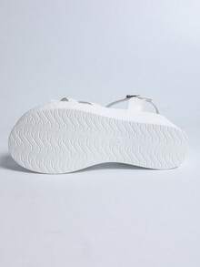 Women's Platform Thick Strap Wedge Sandals, Dark Fashionable,Summer Outfits - White - View 7