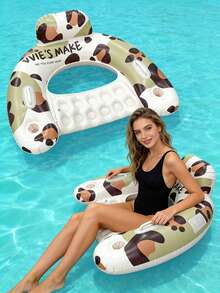 1pc U-Shaped Inflatable Lounger Chair, U-Shaped Design With Leopard And Cow Print Elements, Includes Cup Holder And Handles, Made Of PVC Material, Suitable For Swimming Pool, Theme Parties, Water, Beach, Inflatable Float, Inflatable Resting Seat, Inflation Pump Sold Separately - Leopard Print U-shaped Recliner - View 9