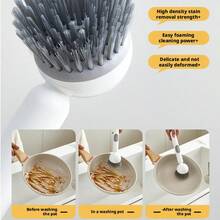 6档可调长柄旋转锅刷，调节不伤厨具，带液体分配器，可作碗刷、锅杯刷使用。 - 白色 - 查看 2