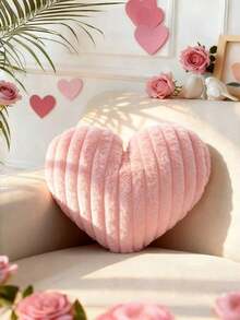 ..Valentine's Day Heart Pillow Decorative Throw Pillows, Heart Shaped Soft Fluffy Faux Fur Cute Pillows Cushions For Couch Chair Bed Bedroom Room Home Decor Aesthetic, Pink.... WRRX - 黑色 - 查看 3