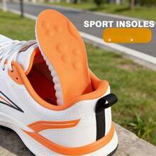 1 par de plantillas deportivas 4D, plantillas suaves y elásticas con soporte de arco, transpirables y resistentes a los olores, con absorción de impactos, adecuadas para correr, entrenar y uso diario - Naranja - Ver 4