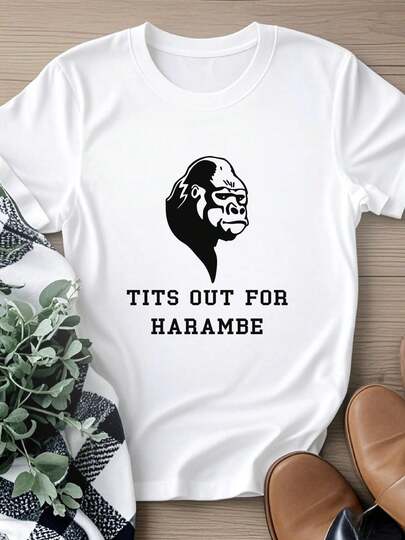 T-shirt femme imprimé "OUT FOR HARAMBE"