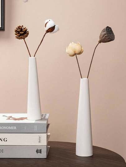 1个花瓶，家居装饰；长方形干花摆件，适用于客厅花瓶、房间装饰、家居装饰、餐桌摆件、桌面装饰