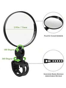 Gương chiếu hậu xe đạp xoay 360° với thấu kính góc rộng, lắp đặt linh hoạt, phù hợp cho xe đạp leo núi, xe điện và các loại xe hạng nhẹ - Khung ABS màu đen, phụ kiện bàn đạp | Gương hình bầu dục | Phụ kiện xe đạp - màu đen - Xem 3