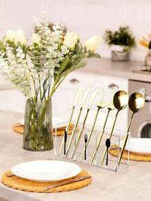 1pc Multi-Function Kitchen Utensil Organizer - Space-Saving Plastic Cutlery Holder, Can Store Spoons, Knives And Forks, Durable, Suitable Kitchen Countertop And Drawers, Home, Restaurant And Tabletop Storage - 白色 - 查看 2