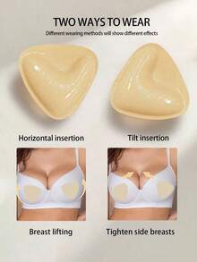 1 Pair Invisible Double-Sided Sticky Bra Pads, Triangle Silicone Push Up Inserts, Reusable Breast Lift Nipple Covers For Backless, Strapless, Bikini & Summer Dresses - Black - View 2