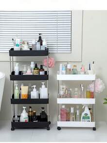 Multifunctional White Sliding Storage Rack Trolley, Hollow Drainage Multi-Layer Ultra-Thin Storage Cart, Slim Storage Cart, Roller Storage Cart, Narrow Storage Rack, Bathroom Storage Rack, Suitable For Kitchen, Bathroom, Laundry Room Mobile Storage Rack, Space-Saving Storage Rack, Multi-Layer Floor-Standing Storage Rack, Suitable For Kitchen, Laundry Room And Other Narrow Spaces Tower Storage Rack - Multicolor - View 12