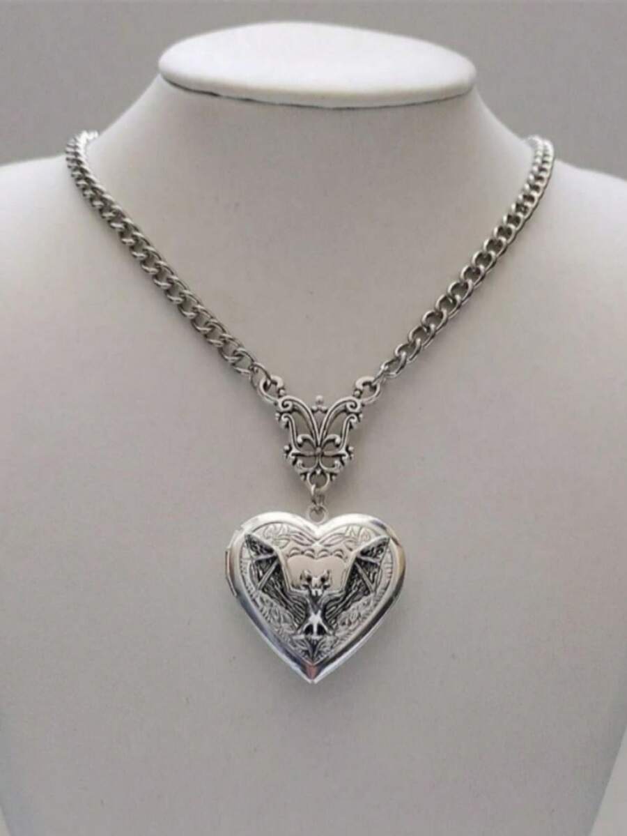Eterna Glow A Gothic Bat Necklace Dark Niche Design Necklace Suitable For Daily Wear For Women - Silver - View 1