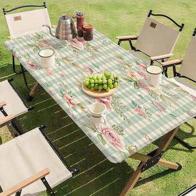 1pc Rectangular Polyester Outdoor Table Cover, Waterproof And Easy To Wipe, Coffee Table Mat, Suitable For Indoor, Outdoor, Patio, Picnic, Camping, Party, Banquet, Restaurant