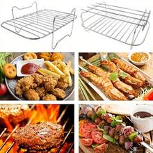 3/2/1 Pcs Air Fryer Rack Accessories, Multi-Layer Air Fryer Rack Set, Stainless Steel Stackable Bacon Air Fryer Accessories, Baking Basket, Toaster Rack, Cooking Rack, Suitable For Home Kitchen Baking And Cooking - Air Fryer Grill Rack - View 9