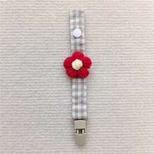 1个布艺格纹花卉塑料奶嘴夹，婴儿奶嘴带固定器 - 布藝小花朵奶嘴鏈 - 查看 9