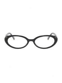 A Lady's Full-Frame Oval Retro-Style Glasses With Transparent Lenses, Suitable For Daily Use, Commuting And Valentine's Day Study - Multicolor - View 5
