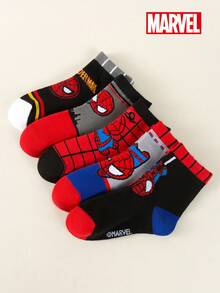 Marvel 5双装儿童短袜，官方授权超级英雄印花男童袜 - 彩色 - 查看 11