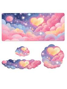 Ergonomic Mouse Pad And Wrist Rest Set -4-Piece Set, Including Large Table Pad, Keyboard Wrist Rest, Mouse Wrist Pad, Coaster-Cloud Design, Arm Pain Relief For Office Use - View 11