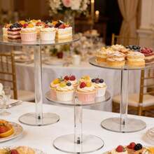 可拆卸亚克力蛋糕架，透明婚礼仪式生日蛋糕展示架，婚礼甜点展示架 - 無色 - 查看 4