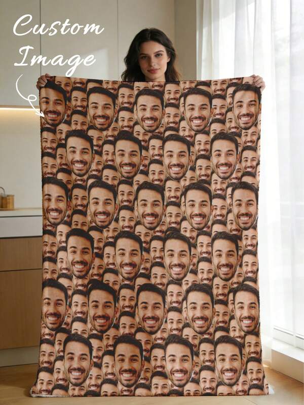 1pc Custom Flannel Face Blanket For Bed, Personalized Funny Blanket With Face, Personalized Throws Christmas Gifts Blanket, Collage Bedding Blanket, Best Friend Face Blanket, Cozy Blanket, Family Face Gift, Wedding Gift, Birthday Gifts, Mother's Day Gift, Father's Day Gift, Gift For Mom/Dad, Gift For Friend, Gift For Her, Multipurpose Living Room Sofa Outdoor Beach Camping Pet Washable,Season Picks,Custom Tapestry