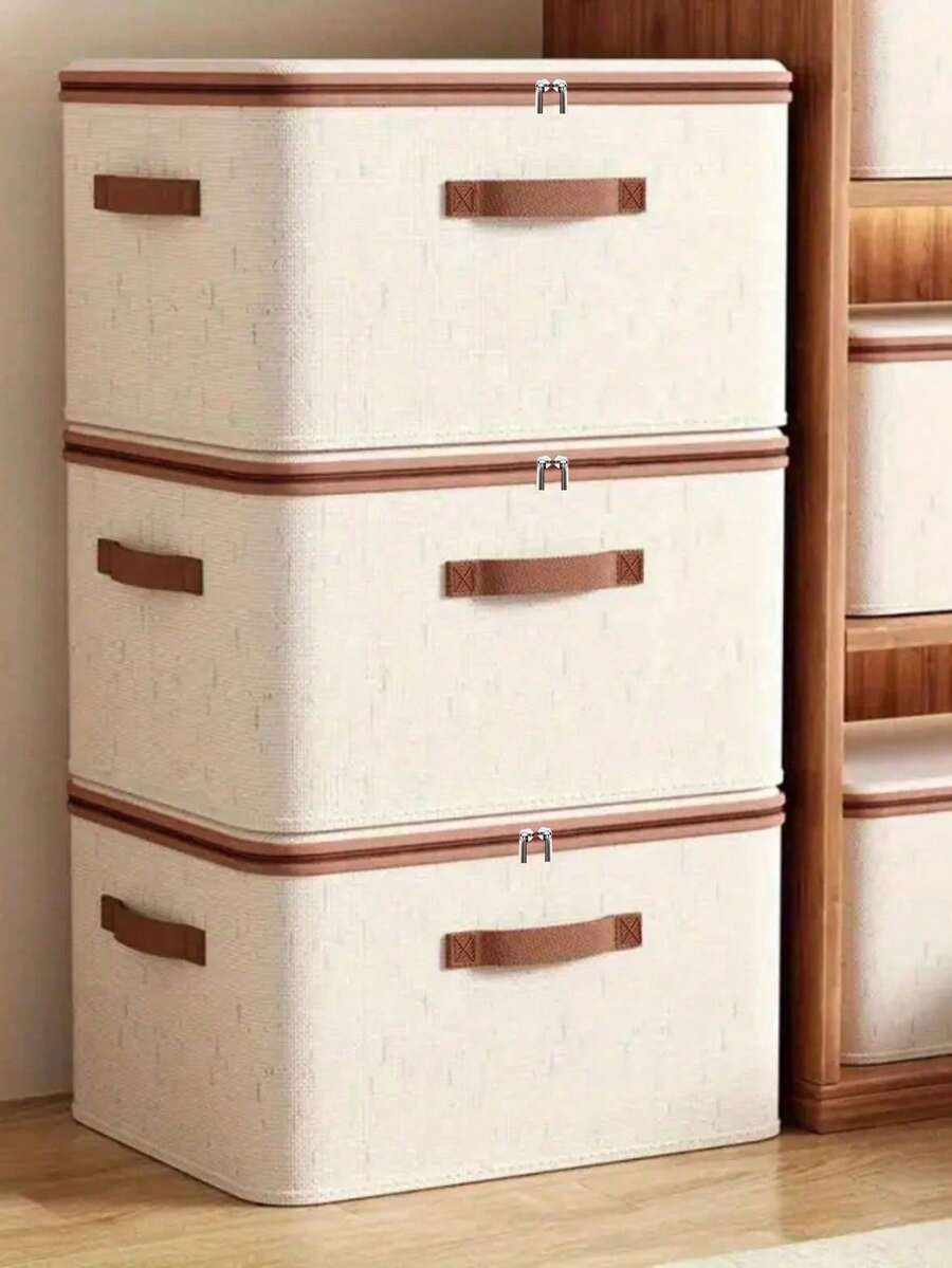 Zippered Fabric Storage Box, Foldable, Washable, Suitable For Wardrobe, Shelf, Clothing Storage, Underbed Storage Box, Bedroom Essentials