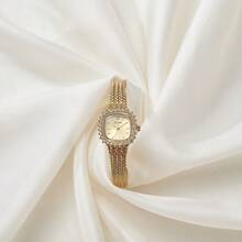 Nuevo reloj pulsera de moda dorado para mujer, reloj de cuarzo vintage, lujoso, minimalista, elegante, ligero y versátil, un gran regalo para damas - Plateado - Ver 8