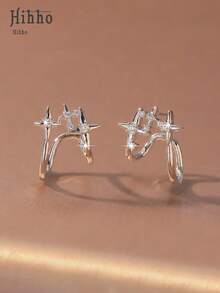 Hihho 2 đôi khuyên tai kẹp tai hình ngôi sao bốn cánh đính đá Zirconia lấp lánh, thời trang, quà tặng cho bé gái. - Nhiều màu - Xem 11