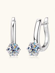 XUJIA 1 Đôi bông tai nữ bằng bạc sterling 925 hình chữ U, đính đá Moissanite 6.5mm*2, kiểu dáng thời trang, quà tặng trang sức. - EMO-256 - Xem 12