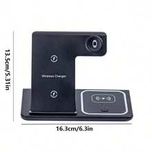 15W Wireless Charging Station, Foldable & Portable, 3-In-1 Fast Charging, USB-C Port, Multi-Color Options - Black - View 3
