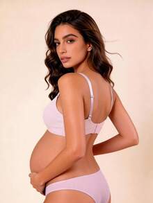 Hart & Haze 1pc Maternity & Nursing Bra, Light Pink Seamless Wireless Bra, Adjustable Shoulder Straps Suitable For Pregnancy And Postpartum - Baby Pink - View 2