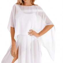 1 pieza Capa de novia, Chal de boda, Chal elegante de gasa para mujer para uso diario, Ropa de otoño para mujer - Azul Marino - Ver 8