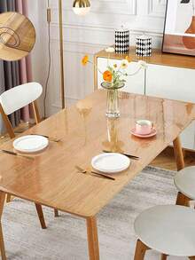 Mantel de lujo premium transparente 100% PVC, de 1,0 mm de grosor - resistente a los arañazos y al calor, fácil de limpiar, adecuado para el hogar, hotel, restaurante y mesas de café, mantel simple y elegante que protege nuestros muebles. - Blanco - Ver 8