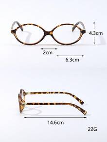 1 Pair Women's Oval Mottled Retro Metal Accessories Street Style Non-Prescription Glasses, Suitable For Daily Outfit Matching - Clear - View 5