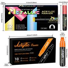 15mm Wide Acrylic Paint Marker Pens - 10 Vibrant Colors & 12 Metallic Colors, High Coverage, Large Ink Capacity, Layering Function, Suitable For Bold Graffiti And Art Creation - Sets - View 11