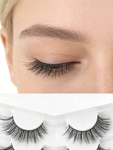 7 Pairs Of Cat-Eye False Eyelashes, Fluffy 3D Mink-Like False Eyelashes, Natural Style False Eyelashes, Strip False Eyelashes, Fluffy And Dense False Eyelashes, Resembling Lash Extensions, Charming Thin Curved False Eyelashes - Black - View 8