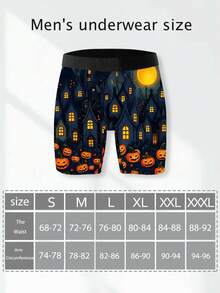 男士趣味平角内裤，美式复古卡通印花，万圣节主题，针织面料，宽松运动版型，透气吸汗，柔软亲肤，休闲运动型平角内裤 - 彩色 - 查看 7