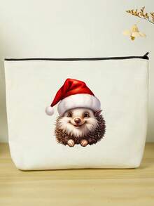 1pc Reusable Canvas Bag With Cute Pattern, Pencil Case, Handheld Large Capacity Student Textbook & Assignment Storage Bag, Subject Organizer File Folder, Zipper Document Pouch, Cosmetic Bag - Multicolor - View 9